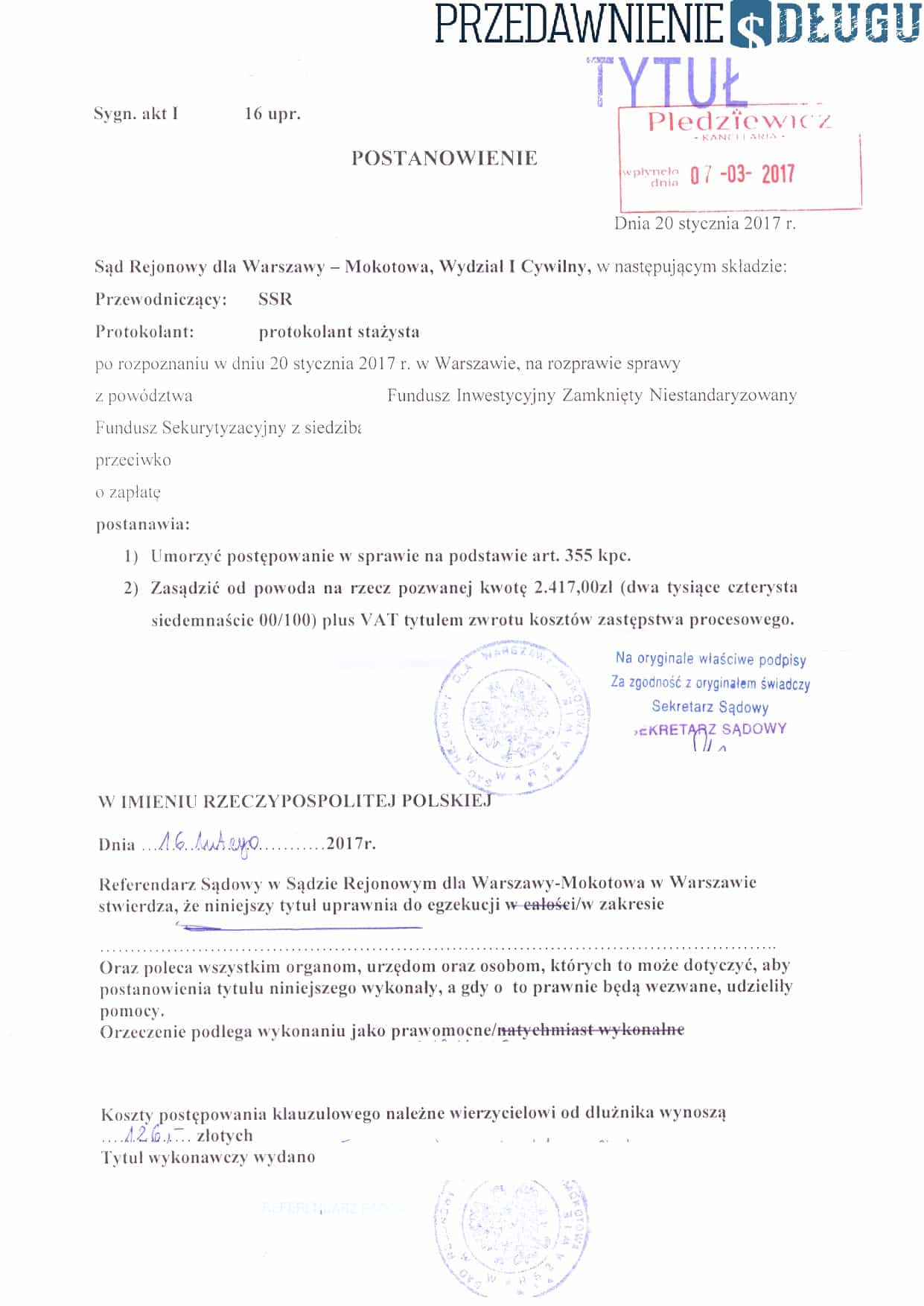 postanowienie