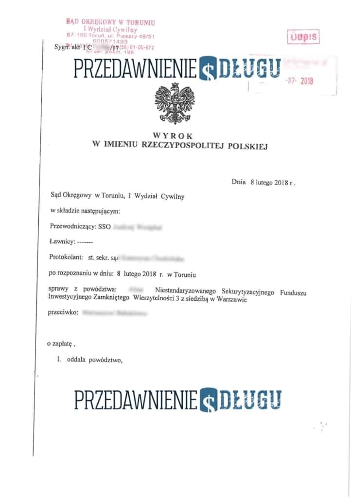 wyrok przedawnienie długu